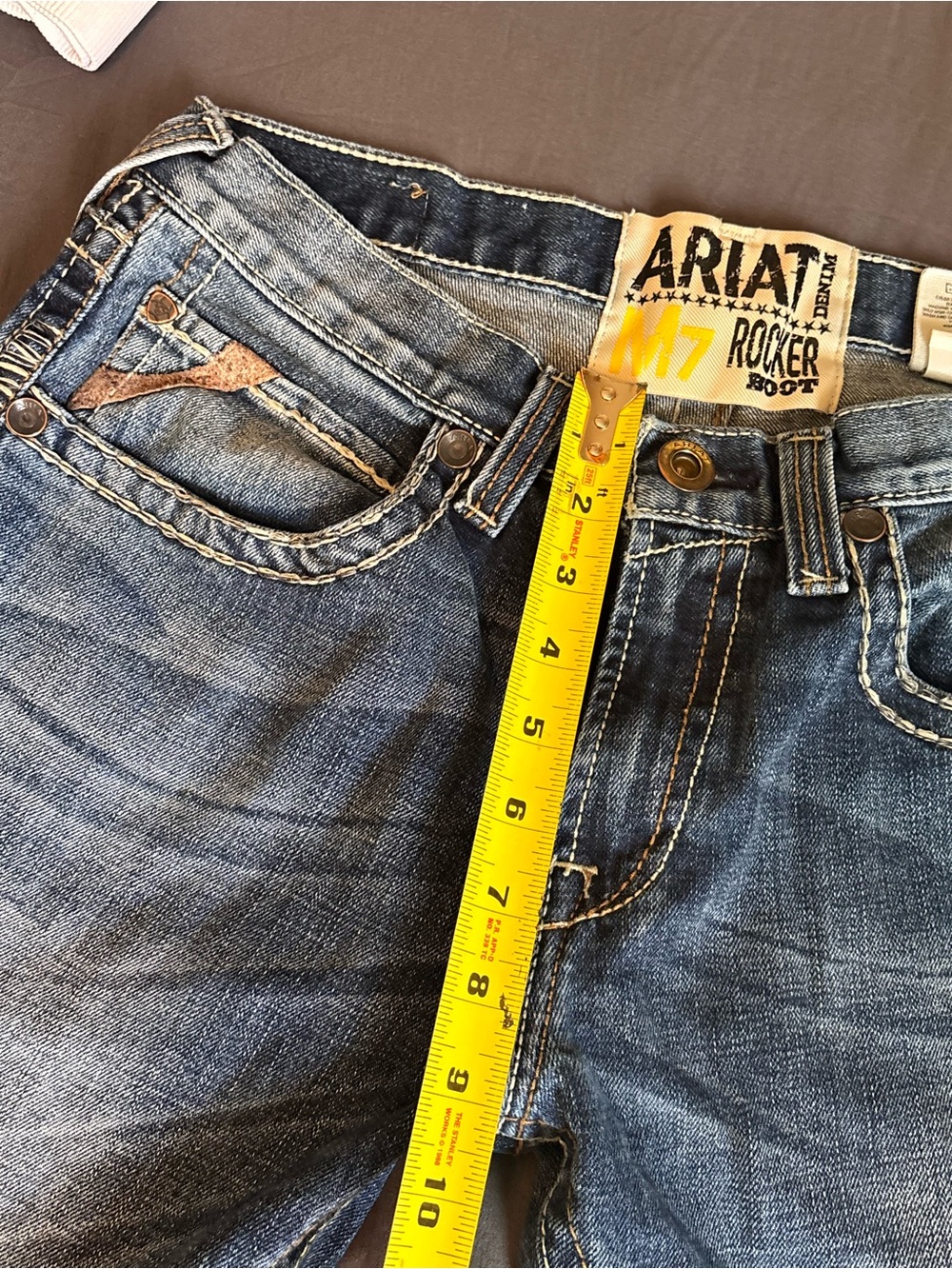 Ariat M7 Rocker Slim Fit Boot Cut Jeans - Medium Wash Men's - Picture 10 of 12